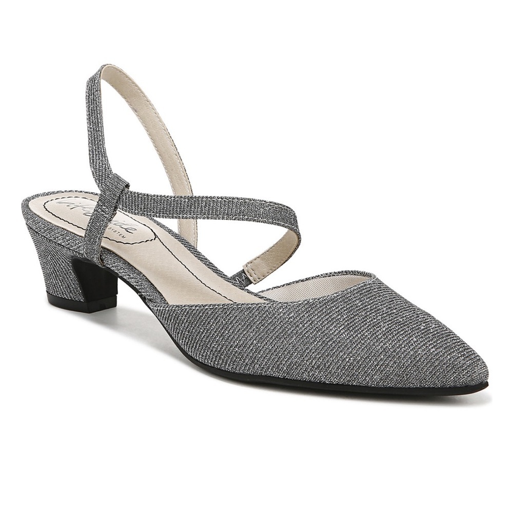 LifeStride Women's Minimalist Slingback Kitten Heel Pumps- Wide Width- Size 9W